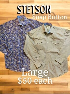 Stetson Olive Patterned Snap Button Shirt
